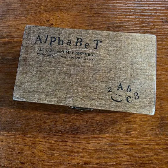 NEW! 70pc Vintage Wood Alphabet & Number Rubber Stamp Set in Rustic Keepsake Box - Picture 7 of 8